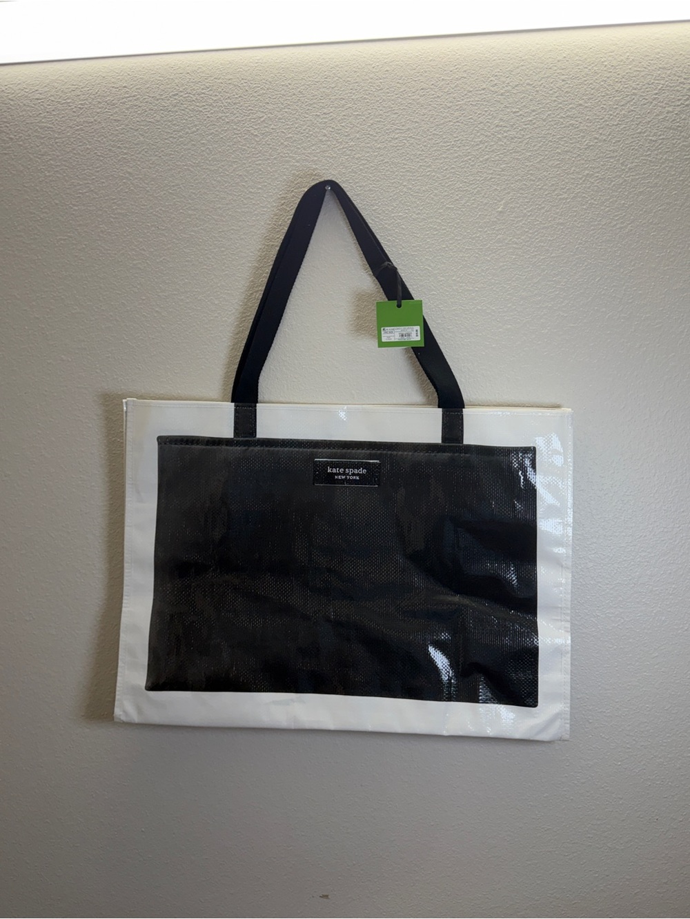 kate spade White and Black Clear Tote Bag with Black Pocket